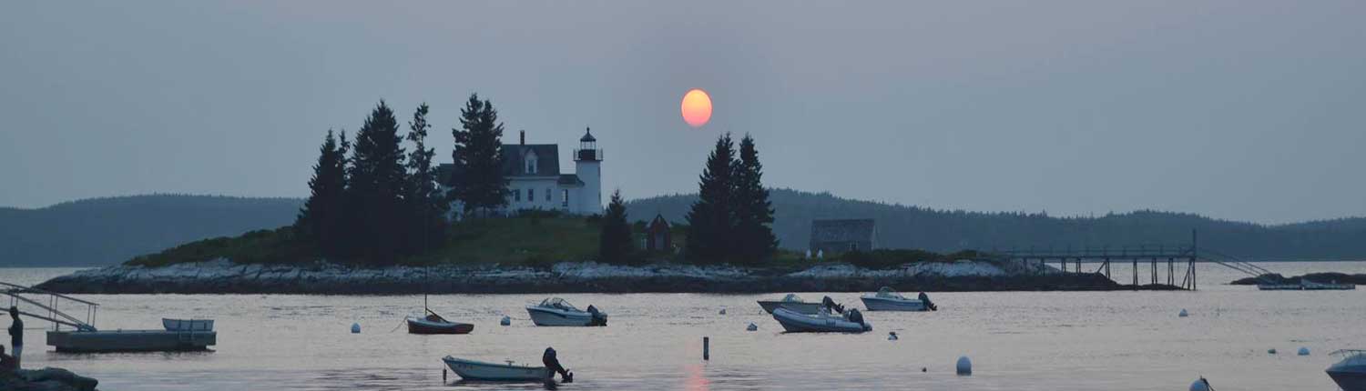 Moon over Pumpkin Island Light Moon over Pumpkin Island Light